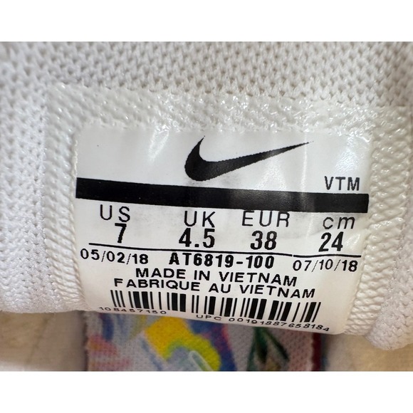 Nike Air Max 270 Floral Running Shoes White Pink Women's Size 7 Sneakers - Picture 7 of 10